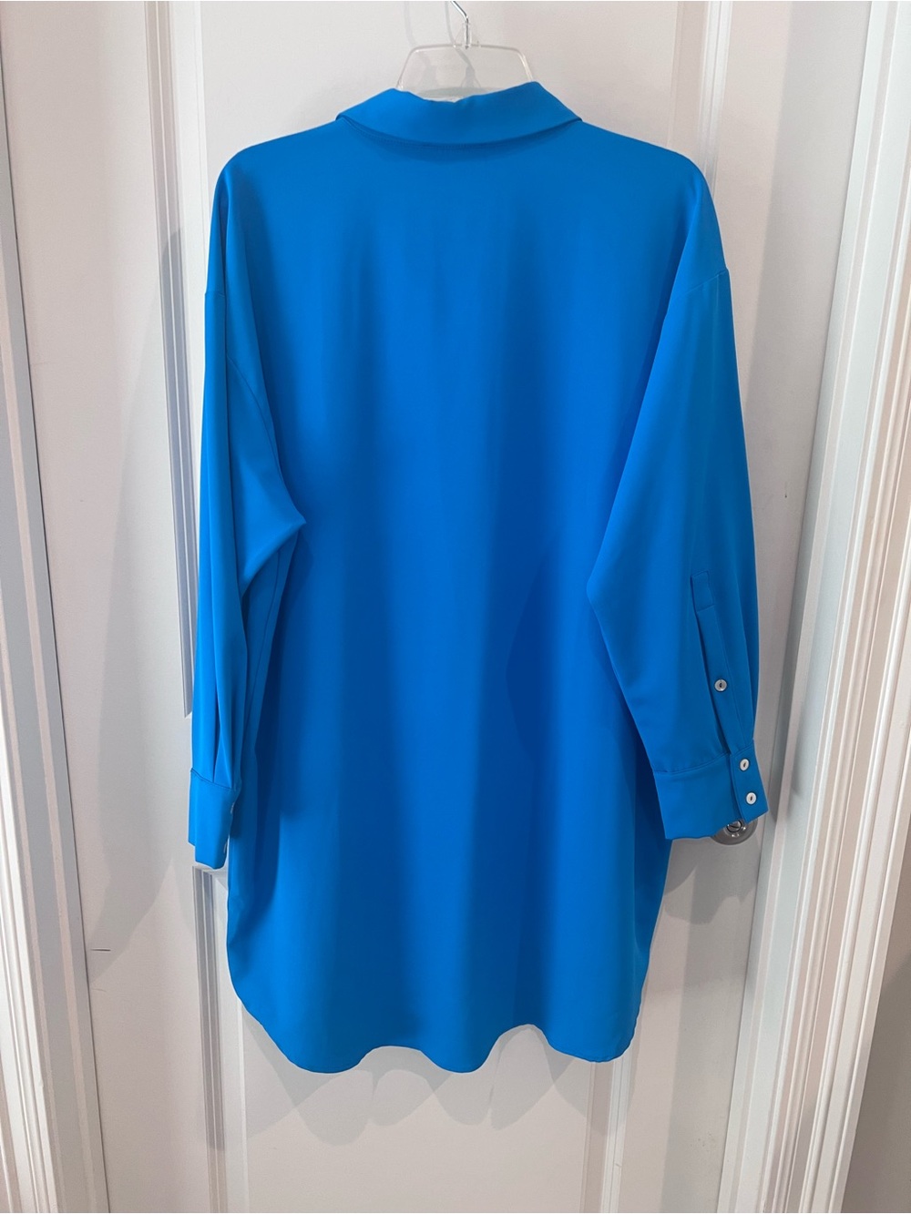 Entro Bright Blue Button Up Dress Tunic Size Large - Picture 9 of 16